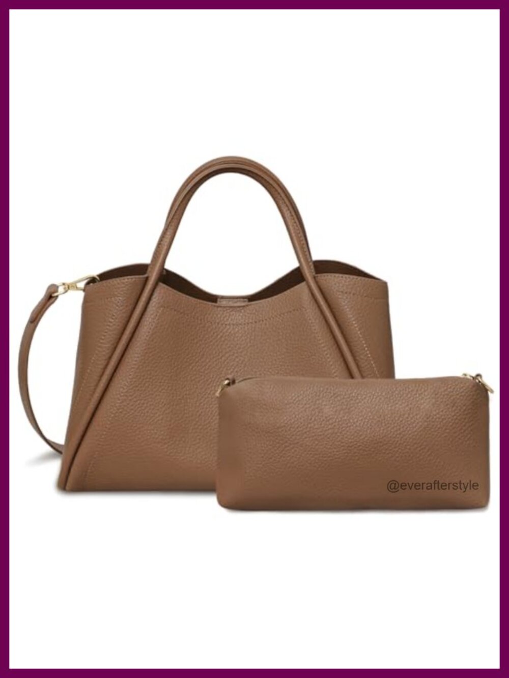 Faux Leather Satchel Handbag with Shoulder Strap for Women - 2-in-1 Tote Purse